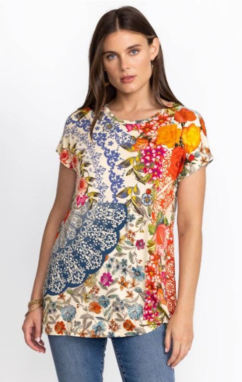 Johnny Was Tango Relaxed Dolman Sleeve Tunic Top S Floral